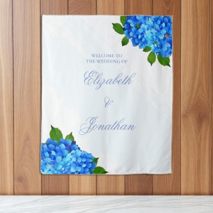 Blue Hydrangea Floral Wedding Tapestry