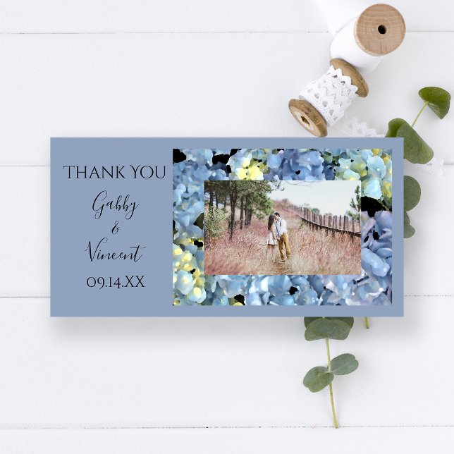 Blue Hydrangea Floral Wedding Thank You (Creator Uploaded)