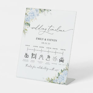 Blue Hydrangea Floral Wedding Timeline Sign