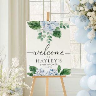 Blue Hydrangea Floral Welcome Sign Poster