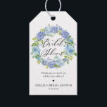 Blue Hydrangea Floral Wreath Bridal Shower Gift Tags<br><div class="desc">These customisable bridal shower gift tags add a floral accent to your gifts and favours. They feature blue and purple hydrangeas and roses in a floral wreath. Personalise by adding your message. These hydrangea bridal shower gift tags are perfect for spring and winter bridal showers. Matching items are available.</div>