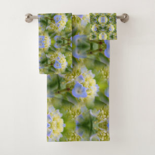 Blue Hydrangea Flower Abstract Nature   Bath Towel Set