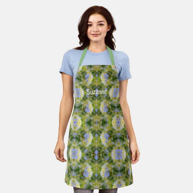 Blue Hydrangea Flower Abstract Personalised    Apron (Worn)