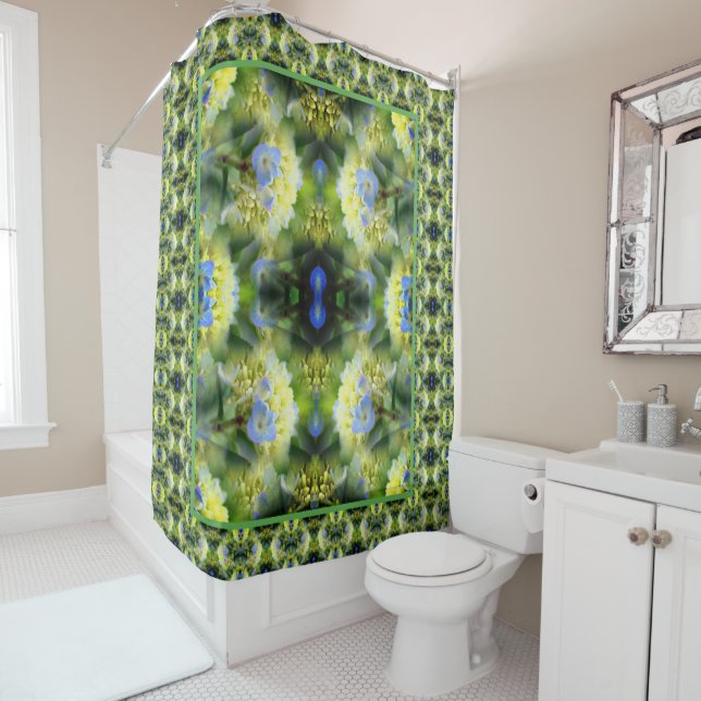 Blue Hydrangea Flower Abstract  Shower Curtain (In Situ)