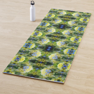 Blue Hydrangea Flower Abstract Yoga Mat