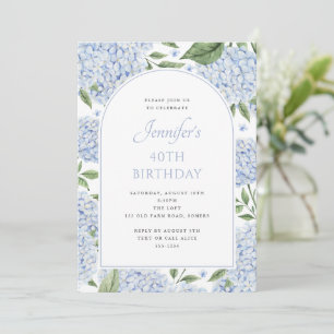 Blue Hydrangea Flower Arch Birthday Invitation