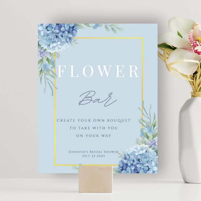 Blue Hydrangea Flower Bar Bridal Shower Poster (Blue Hydrangea Flower Bar Bridal Shower Poster)