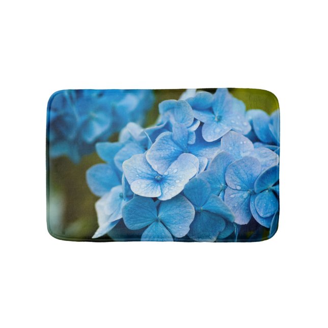 Blue Hydrangea flower Bath mat (Front)