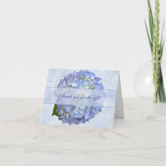 Blue Hydrangea Flower Blank Thank You Gift Card (Front)
