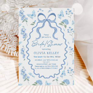 Blue Hydrangea Flower Bridal Shower Invitation