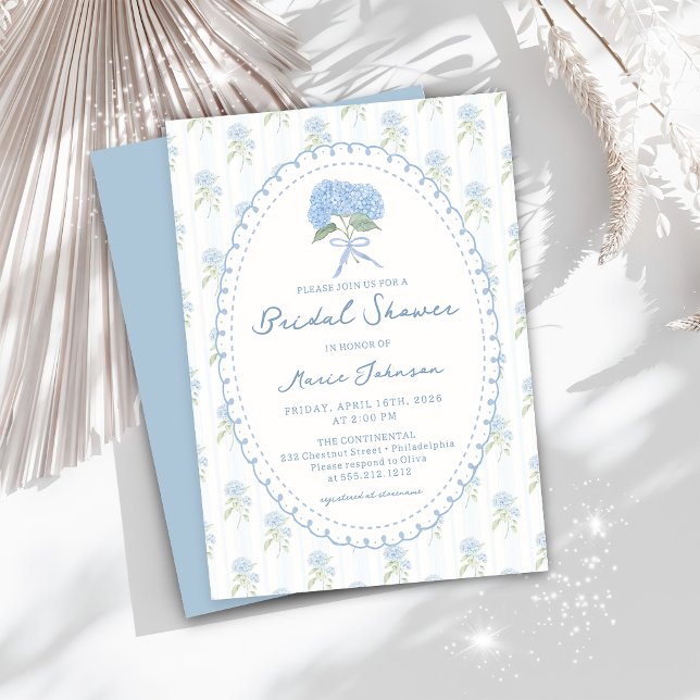 Blue Hydrangea Flower Bridal Shower Invitation (Creator Uploaded)