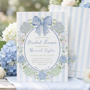 Blue Hydrangea Flower Bridal Shower Invitation