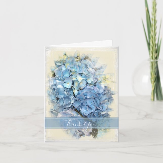 Blue Hydrangea Flower Bridesmaid Thank You Card (Front)
