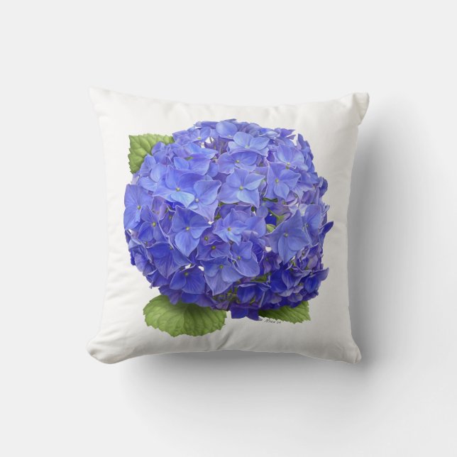 Blue Hydrangea Flower Cushion (Front)