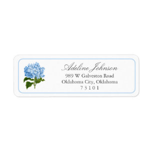 Blue Hydrangea Flower Custom Return Address Label