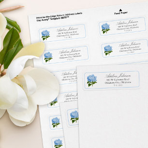 Blue Hydrangea Flower Custom Return Address Label