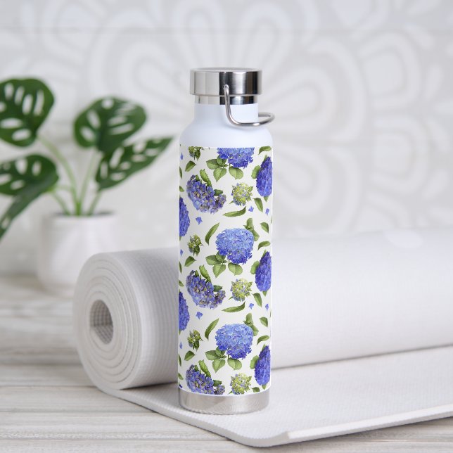 Blue Hydrangea Flower Design Water Bottle (Yoga)