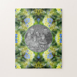 Blue Hydrangea Flower Frame Create Your Own Photo Jigsaw Puzzle