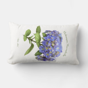 Blue Hydrangea Flower Lumbar Cushion