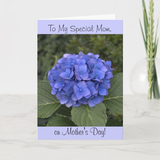 Blue Hydrangea Flower Mother's Day Card (Front)