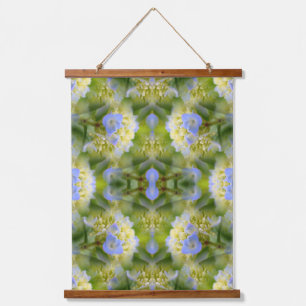 Blue Hydrangea Flower Multiplied Abstract Hanging Tapestry