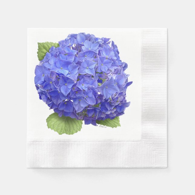 Blue Hydrangea Flower Napkin (Front)