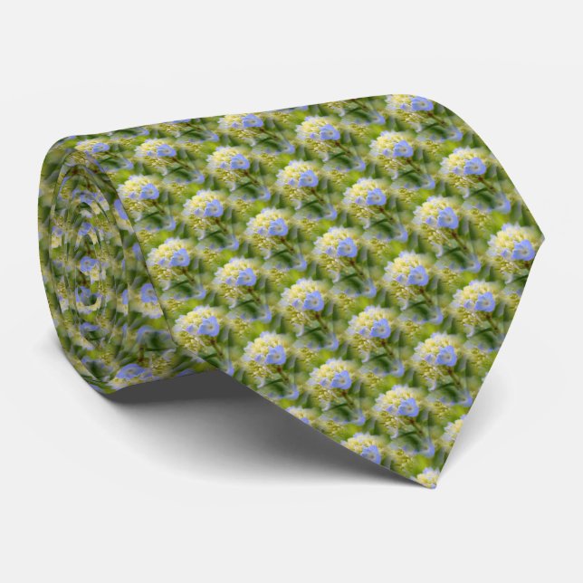 Blue Hydrangea Flower Nature Pattern       Tie (Rolled)