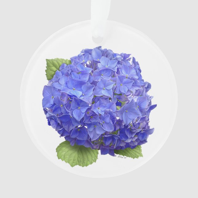 Blue Hydrangea Flower Ornament (Front)
