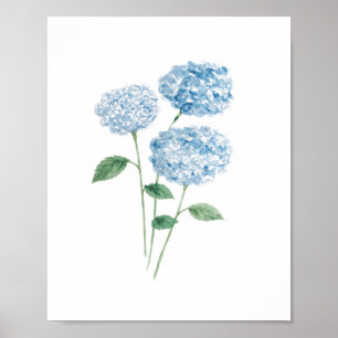 Blue Hydrangea Flower Painting Beach Poster