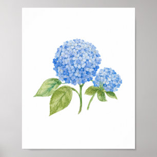 Blue Hydrangea Flower Painting Beach Poster