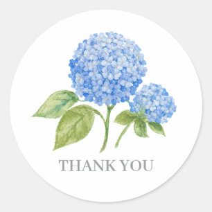 Blue Hydrangea Flower Painting Thank You Classic Round Sticker