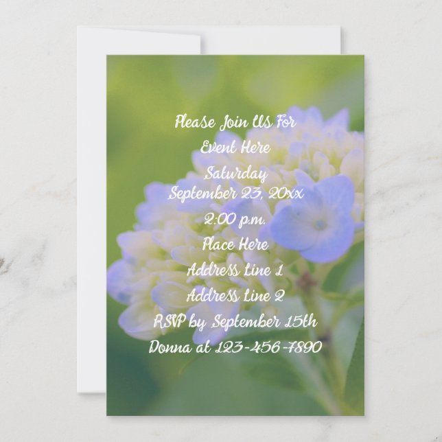 Blue Hydrangea Flower Party  Invitation (Front)