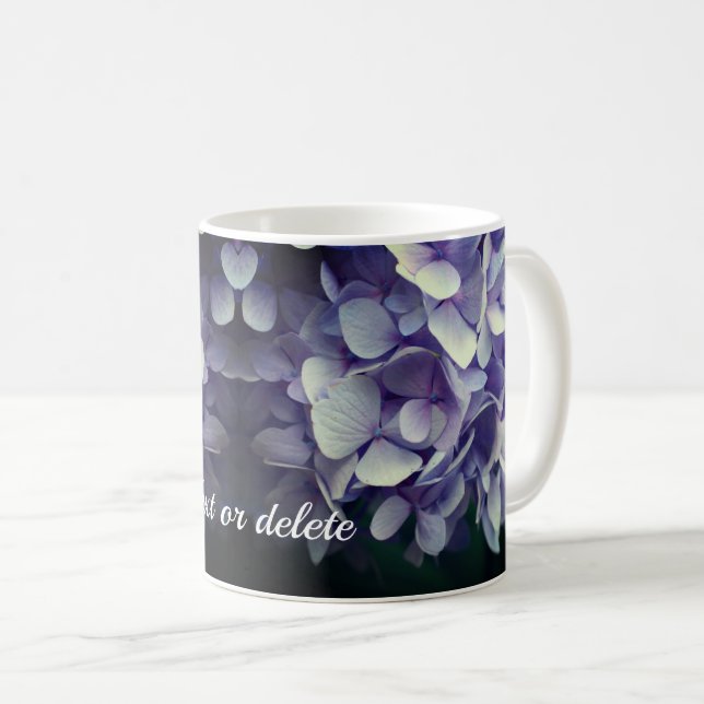 Blue Hydrangea Flower Personalised  Coffee Mug (Front Right)