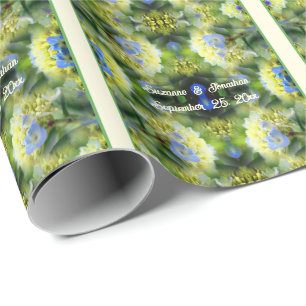 Blue Hydrangea Flower Personalized Wedding Wrapping Paper