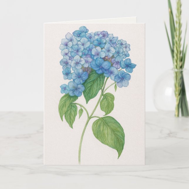Blue Hydrangea Flower | Printable Greetin Card (Front)