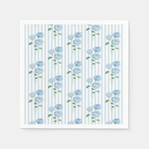 Blue Hydrangea Flower Shower Blue Stripe Napkin