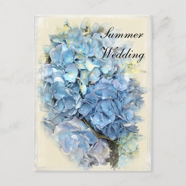 Blue Hydrangea Flower Summer Wedding Save the Date Announcement Postcard (Front)