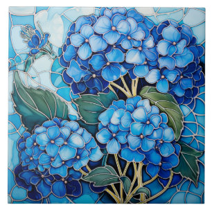 Blue Hydrangea Flower Tile