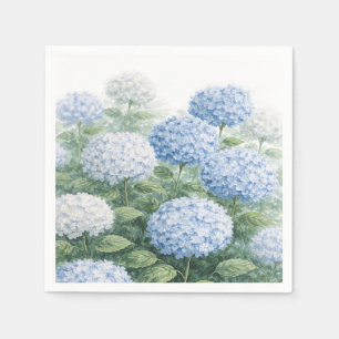 Blue Hydrangea Flower Wedding Baby Shower Napkin