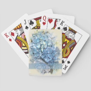 Blue Hydrangea Flower Wedding Playing Cards