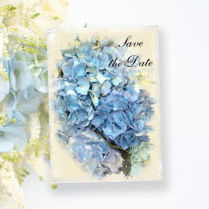 Blue Hydrangea Flower Wedding Save the Date Invitation