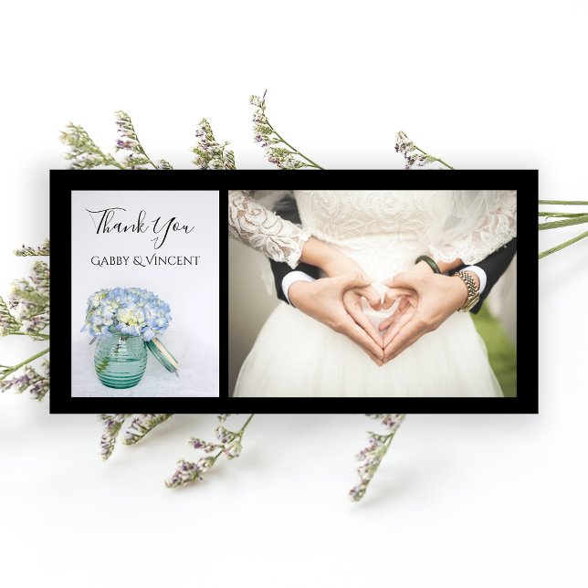 Blue Hydrangea Flowers Blue Jar Wedding Thank You (Creator Uploaded)