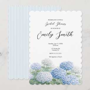 Blue Hydrangea Flowers Bridal Shower Invitation