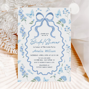 Blue Hydrangea Flowers Bridal Shower Invitation