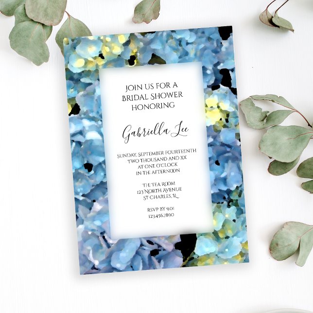 Blue Hydrangea Flowers Bridal Shower Invitation (Creator Uploaded)