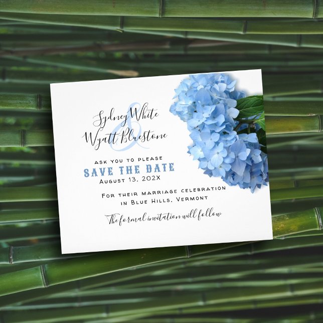 Blue Hydrangea Flowers Budget Save the Date Flyer (Creator Uploaded)