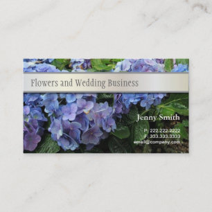 Blue hydrangea flowers business card