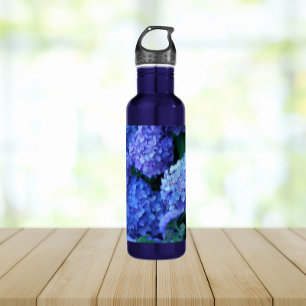 Blue Hydrangea Flowers Floral 710 Ml Water Bottle