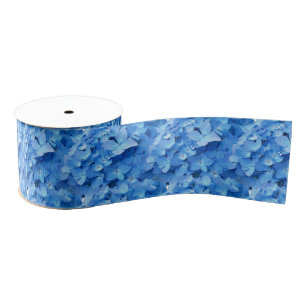 Blue Hydrangea Flowers Floral Blooms Wedding Grosgrain Ribbon
