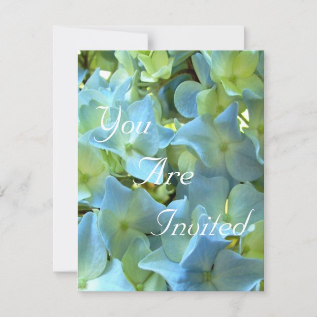 Blue Hydrangea Flowers Floral Flower Photo Invitation (Front)